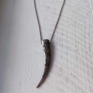 Silver Tooth Claw Pendant Necklace